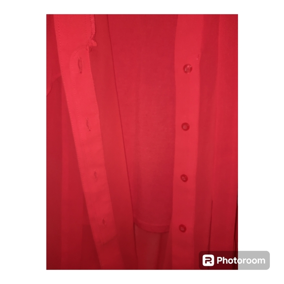 bebe Tie Front Shirt Blouse and Tank - Red Button Up 2 Piece  - Women's Size S - Picture 2 of 5